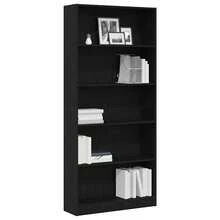Bibliothèque vidaXL aspect chêne noir 80 x 24 x 176 cm, matériau à base de bois - Tabac - Voir 1