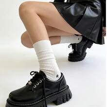 SRSOO Giày Mary Jane nữ màu đen, đế dày, đơn giản và thanh lịch, phù hợp với đồng phục học sinh Nhật Bản, mọi mùa lễ tình nhân - màu đen - Xem 10