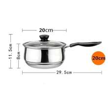 Olla de acero inoxidable de doble fondo, olla para sopa, utensilios de cocina multiusos no magnéticos, sartén antiadherente, olla usada para cocina de gas, olla caliente JVZK - 24 cm, dos asas - Ver 4