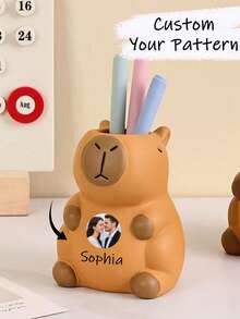 Customized Capybara Pen Holder, Cute Capybara Pen Holder & Makeup Brush Organizer - Adorable Cartoon Design, Capybara Pen Holder Makeup Brush Organizer, Desktop Pen Holder, Customized Cute Pen Holder, Rubber Material, Perfect Office Desk Decor And Creative Storage Solution - Multicolor - View 2