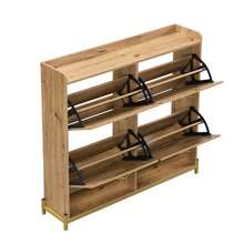 Elegante Schuhschrank aus Holz mit Rattantüren – 4 Türen, Metallrahmen und oberes Regal für stilvolle und übersichtliche Aufbewahrung. - Colore naturale - Visualizzare 11
