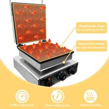 Mini máquina holandesa para hacer panqueques, 1750 W, con tapa y control de temperatura y tiempo, ideal para cocinas caseras y restaurantes. - Negro - Ver 6