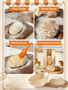 Complete Sourdough Starter Kit | Easy To Clean And Use, Suitable For Beginners And Bakers | Natural Wicker Proofing Basket, Full Accessories | Sourdough Bread Baking Supplies For Bakers, Women And Wives - Multicolor - View 6