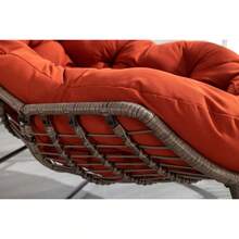Silla mecedora de ratán para exteriores, silla reclinable con cojín acolchado para exteriores, para porche delantero, sala de estar, patio, jardín. 
 Blanco 6OUN - Naranja + Acero + Juego de Cómoda + Algodón - Ver 9