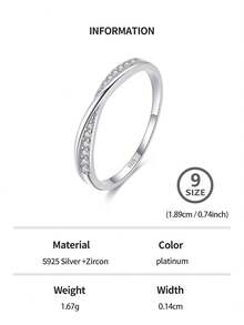 Cubic Zirconia Decor Perak Wedding Band Untuk Wanita Bridal Pernikahan Perhiasan - Perak - View 11