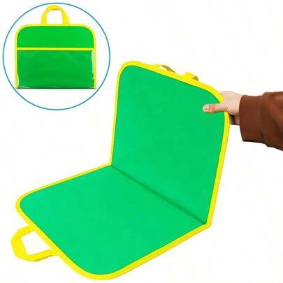 hoojojo 1 Pc Foldable Felt Board, Green Display & Bulletin Board, Multifunctional Story Background Board, Portable Handheld Message Board, Busy Book Matching Prop, Creative Gift, Essential, Suitable For Home Learning, Travel Office, Party Decoration, Office Announcement Layout