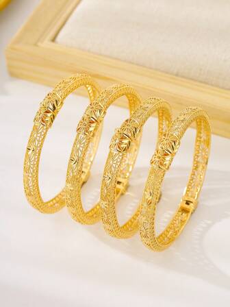 Classic New Middle Eastern & African Fashion Gold Bangle - Open Wear Style - Suitable For Women's Daily Wear, Festive Weddings & Gatherings