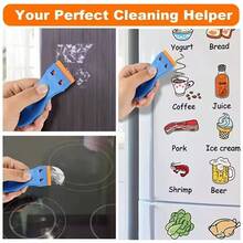 Bộ 2 dụng cụ cạo bằng nhựa kèm 20 lưỡi cạo bằng nhựa, dùng để gỡ nhãn, tem dán trên kính cửa sổ, lau sàn nhà, bếp, cửa kính xe hơi. - Nhiều màu - Xem 2
