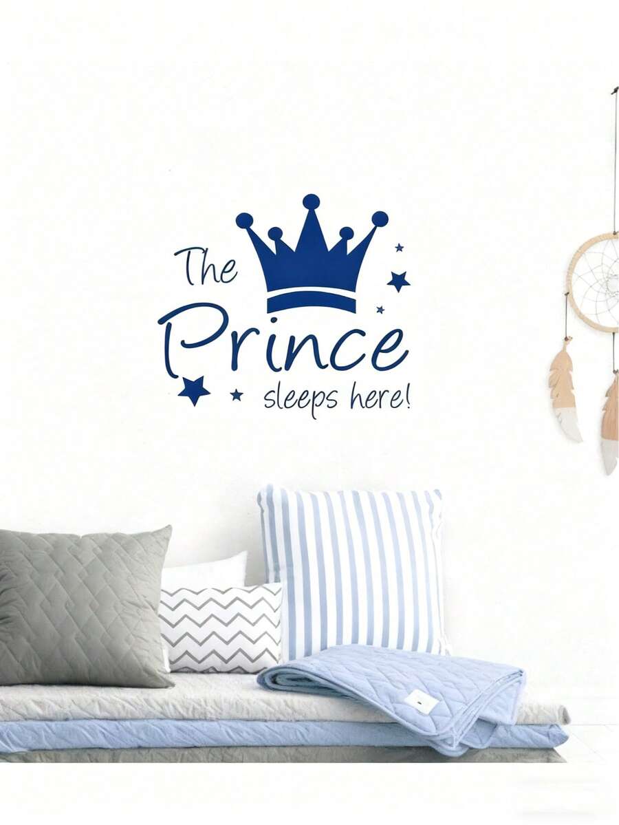 1 Peça Adesivo de Parede de Coroa de Princesa Azul, Decalque Decorativo para Quarto de Menina, Adequado para Decoração de Berçário, Chá de Bebê, Decorações Familiares, Presentes - Azul - Visão 1