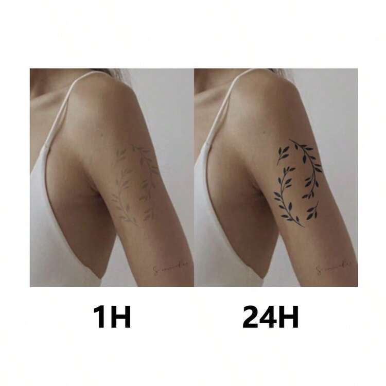 1 Set "Sun Face" Revolutionary Technology Tattoo Stickers, Semi-Permanent Tattoos, Temporary Tattoos, Long-Lasting, Unisex, Waterproof, Realistic Tattoo Effect, Plant-Based, Y2K, X136 - Black - View 4