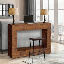Hodeffior 120cm Console Table For Entryway, Wooden Entry Table Foyer Hallway Tables, Rustic Farmhouse Decor For Living Room, Industrial Console Sofa Tables, 120x84x30cm - Brown - View 4