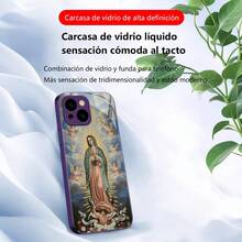 1 pieza Funda protectora de teléfono con Diseño De Virgen De Guadalupe Protege Celular Único Diseño Mexicano con cristal de imitación chapado en lujo, a prueba de golpes,Protección completa contra caídas, resistencia a impactos y prevención de rayaduras, compatible con  17/17 Air/17 Pro/17 Pro Max, 16, 16 Pro, 16 Plus, 16 Pro Max, 15, 14, 14 Pro Max, 13, 12, 11,Galaxy A55/A54/S23 Ultra/S22 Ultra/S23,Cristal Realista de Alta Definición,diseño creativo y de moda para hombres y mujeres" - Azul - Ver 5