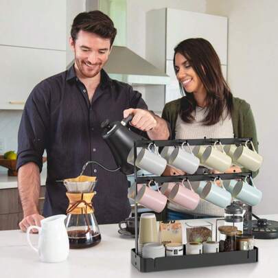 Portabicchieri da caffè con gancio mobile, portabicchieri multistrato senza trapano, portaoggetti per vari oggetti per cucine domestiche