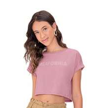 Blusa Boxy Juvenil Amora em Algodão na cor Rosa - Multicolorido - Visão 1