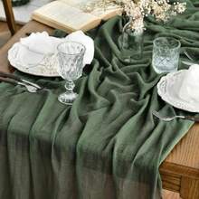 Artoid Mode Boho - Camino de Mesa de Gasa en para Bodas, Decoración de Otoño y Acción de Gracias para Comedor, Cocina y Fiestas en Interiores, 120 Pulgadas(35" x 120",10pc Verde bosque) - Multicolor - Ver 2