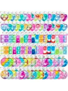1/3/6/10/15/20/25/30/35/40/50pcs Pop Fidget Keychain, Stress Relief Gift Set - Mini Bubble Push Sensory Fun - Suitable For Birthday Party, Rewards And Gift Bags, Stress Relief Gifts, Gift Box Filler, Sensory Pressure Tool, Party Supplies, Office Desk Stress Relief Gifts (Random Colors And Styles)