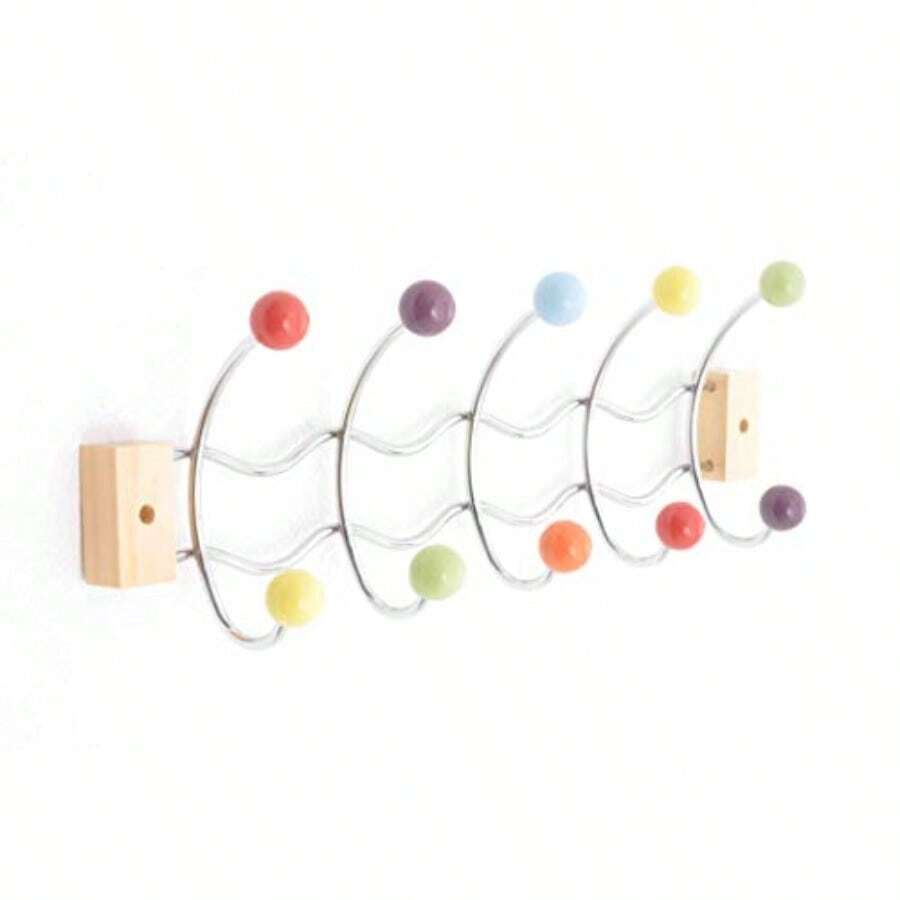 ASPECT Deluxe Wall-Mounted Hook/Coat Hanger-10 Hooks.Chrome Finish Frame And Multi-Color Ceramic Balls Metal Multi - Multi - View 1