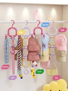 1pc Plastic Hat Rack Hat Storage, Circular Scarf Rack Hat Organizer With Clips Suitable Baseball Cap Hooks/Children's Room Storage Rack - Multicolor - View 4