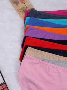 12-Pack Large-Size Women's Mid-Thigh Plus-Size Underwear, Featuring Heart-Shaped Bows And A Low-Saturation Multi-Color Design. These Are Simple, Elegant, Elastic, Soft And Comfortable Women's Underwear, Suitable For Various Occasions. - Nhiều màu - Xem 6