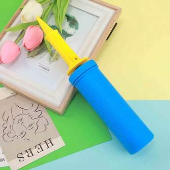 1 pieza Bomba de aire manual azul - Bomba de aire portátil para bodas, compromisos, cumpleaños, Navidad, fiestas de Año Nuevo - Herramienta de inflado de globos de plástico para globos metálicos y de látex - Artículos de fiesta