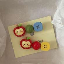 Pasador de pelo con diseño de manzana sonrojada, pasador con diseño de pato de dibujos animados, pasador de pelo - Pinza para el pelo con cuentas verdes - Ver 1