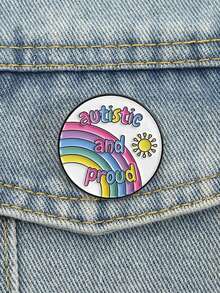 Rainbow Sun Autistic And Proud Enamel Brooch Autism Awareness Metal Pin Bag Decor Accessory - Multicolor - View 3