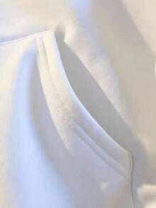 Sudadera con capucha y estampado de letras para hombre, otoño/invierno, color blanco, holgada, informal, lavable a máquina, con temática musical, tejido cómodo, estilo urbano, ideal para regalar. - Blanco - Ver 5
