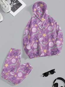 Two Pieces  Casual    Knitted Fabric    Pocket  Drawstring    Women's Hoodie And Sweatpants Set  Daily  Dating    All - 彩色 - 查看 4