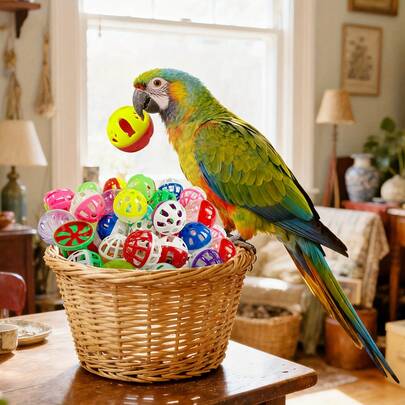 11件/7件套互动鸟类玩具，铃铛球追逐滚动互动宠物玩具，激发思维，缓解无聊 - 适用于鹦鹉、金丝雀、长尾鹦鹉、虎皮鹦鹉，材质：塑料、铁（颜色和款式随机）