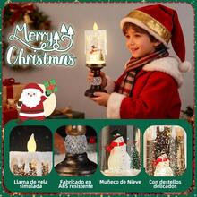 MX   26CM Luces Decorativas navideñas Estilo Vela Luces navideñas sin Llama alimentadas por  o Pilas Escena con Muñeco de Nieve - MuecodenieveBlanco - Ver 3