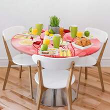 Valentines Decor Round Fitted Tablecloth Red Heart Round Table Cover With Elastic Wipeable Polyester Circle Outdoor Table Cloths For Kitchen Picnic Party Patio Holiday Decor Fit For 40\-44\ Tables,42inch(Round),A04:ValentinesDecor1 - A04:valentinesDecor1 - View 9
