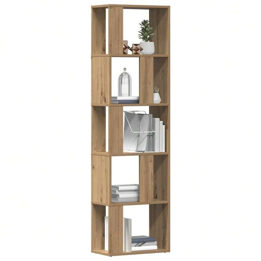 Librería vidaXL Roble artesanal 45x24x159 cm, madera compuesta - Marrón - Ver 1