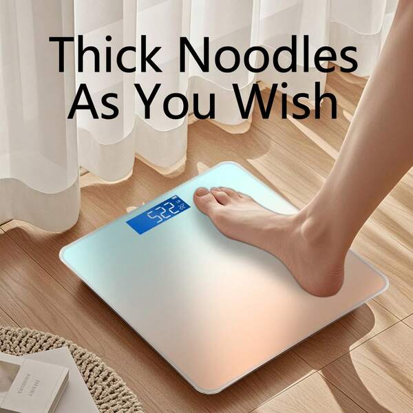 电子体重秤，396磅数字浴室秤，高精度体重秤，带高清液晶显示屏和温度显示（公斤和磅可切换），超宽秤台，高精度电子称重