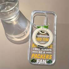 Funda para teléfono con diseño de orgullo de los Green Bay , compatible con teléfonos ,  17,  16 Pro Max,  15 Pro Max,  13 y  12. Fabricada en TPU, ofrece protección contra golpes y caídas. Un regalo perfecto para amantes del fútbol americano, reuniones familiares, fiestas previas al partido, amigos y cualquier ocasión especial. - transparente - Ver 2