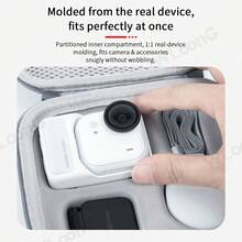 适用于 Insta360 GO Ultra 的中号便携包，采用耐用的 PU 皮革和 EVA 材料制成，有灰色和黑色可选，是旅行摄影、Vlog 和户外探险的理想之选，提供全面保护 | 可容纳并保护 GO Ultra 运动相机及其配件 | 便于携带 | 轻巧便携 - 均碼 - 查看 4