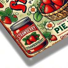 CIF BUY Vintage Rustic Strawberry Wall Art Decor 12x8 Inch Metal Sign, Kitchen Bar Cafe Aluminum Tin Sign With Strawberry Pie Cake Illus - Multicolor - View 9