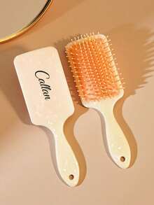 Peine de cojín con logotipo de texto personalizado y patrón de mármol, peine de masaje para el cabello, cepillo de pelo personalizado con nombre personalizado, adecuado para niñas, damas de honor - Cumpleaños, Día de la Madre, Boda, Regalos de Aniversario - Regalos personalizados elegantes para ocasiones diarias o especiales - Multicolor - Ver 3