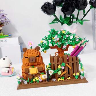 1280pcs Water Vole Building Blocks Pen Holder - Multifunctional Office Desk Organizer Box For Stationery, Cosmetics And Crafts, Perfect Birthday Gift, Made Of ABS, Animal/Farm Garden Theme Desktop Decor