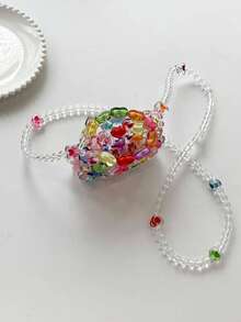 Mini Heart Shape Beaded Square Bag Colorblock Fashionable, Perfect For Music Festival, Perfect Valentine's Day Gift For Her, Best Valentines' Gift Choice Ever, Fashionable Heart Purse, Perfectly Match With Valentine Day Dress - Nhiều màu - Xem 5