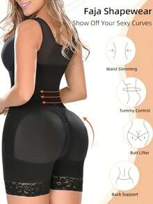 [Tummy Control Shaper] Elegant Melibelt Women's Tummy Control Shaper -Full-Body Hip Lift, Black Mesh And Spandex Blend, Semi-Transparent, Low Support, Machine Washable, Crotch Zipper-Suitable For Valentine Outfits For Women,Prom Dress,Date Night,Formal Gowns For Women Evening Elegant - 彩色 - 查看 8