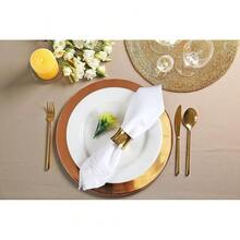 Palisa Cloth Dinner Napkins With Hemstitched Detailing & Mitered Corners 20x20 Inches - Washable Polyester Table Napkins For Weddings & Everyday Use - Set Of 12, White,20inchx20inch(Setof12),White - 白色的 - 查看 3