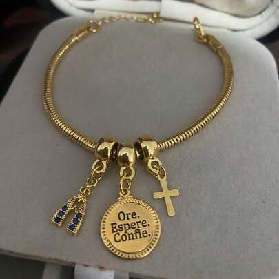 Pulseiras Douradas Religiosas