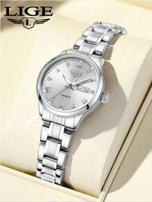 LIGE Fashion Ladies Casual Watch Waterproof Pointer Quartz Watch Elegant Business Watch - Silver - View 12