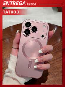 1 Piece Magnetic Phone Case, Magnetic Induction Slim Phone Case, Compatible With IPhone 15/15Pro/15Plus/15ProMax - Pink - View 4