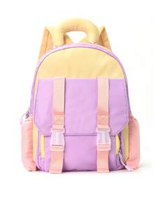 Sweet Color Block Backpack, Double Shoulder Backpack, Lightweight School Bag Large Capacity With Layered , Suitable For School/Outings/Daily Carrying - Multicolor - View 10
