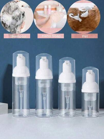 60ml Round Head Empty Foam Soap Pump Bottle Mini Foam Bottle Dispenser For Travel Liquid Soap, Shampoo, Lash Cleanser, Hand Soap- Refillable Plastic Bottles Transparent, For Cleansing Living Room Home Bedroom Bathroom House Decor, Travel Stuff, Wedding, Party, Birthday, Gifts For Men Mom Dad Friends, New Years, Accessories, Funny Gift