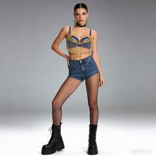 1 chiếc áo croptop múa bụng đính sequin dành cho nữ, áo lót đính sequin, thích hợp cho các lễ hội âm nhạc và hộp đêm, có nhiều màu sắc, một cỡ phù hợp với cúp ngực 36/80B. - Nhiều màu - Xem 12