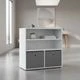 Ecommerc3 MOBLEKIT | Wooden Shelves For Storage And Decoration, Cube Or Rectangular Models With Door Or Drawer Options - 3-tier Bookshelf 60x30x60 cm White and Grey - View 2
