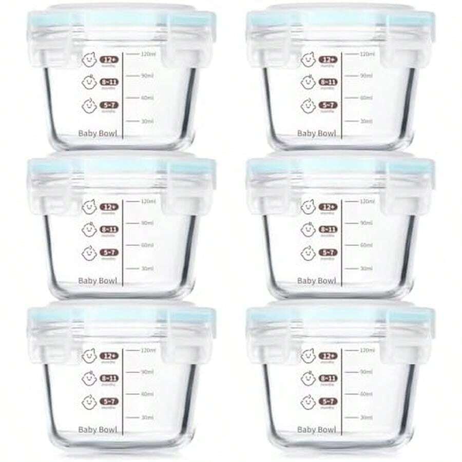 Juego de 6 Recipientes para congelación de alimentos,Recipientes para papillas de bebe,Tarro de comida pequeño reutilizable a prueba de fugas de 4 onzas,Apto para frigorífico,microondas y lavavajillas - / - Ver 1