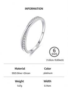 Cubic Zirconia Decor Perak Wedding Band Untuk Wanita Bridal Pernikahan Perhiasan - Perak - View 10